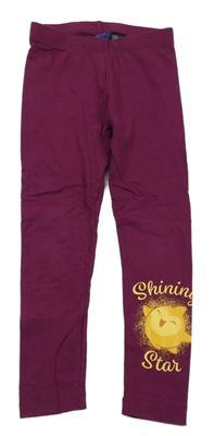 Fialové legíny s potlačou a nápisy - Wish