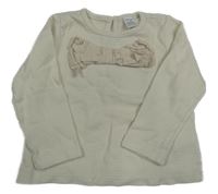 Biele rebrované tričko s mašlou LC Waikiki