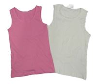 2set - 2x košilka - biela s krajkou + ružová