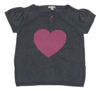 Antracitová svetrová vesta so srdcem Vertbaudet