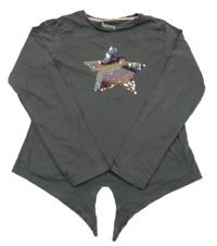 Antracitové triko s hvězdou z flitrů Nutmeg