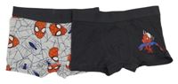 2set - 2x boxerky - šedé se Spidermanem + antracitové se Spidermanem 