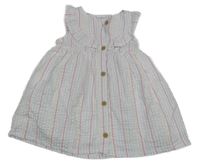 Bielo-farebné pruhované šaty s volánikmi F&F