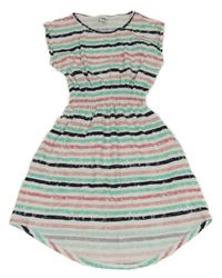 Bielo-čierno-zeleno-ružové pruhované šaty Y.F.K.