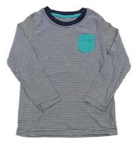 Bielo-tmavomodré pruhované tričko Lupilu