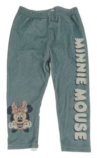 Šedomodré plyšové zateplené legíny s Minnie Disney