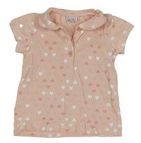 Světlerůžové polo tričko se srdíčky 
