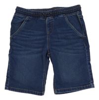 Tmavomodré teplákové riflové kraťasy Denim Co.