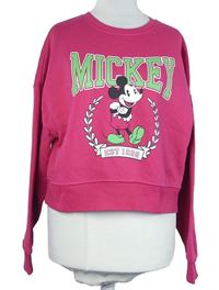 Dámska fuchsiová crop mikina s Mickeym Disney