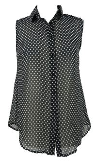Dámska čierno-biela bodkovaná šifónová blúzka Laura Torelli