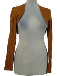 Dámské skořicové vzorované pletené bolerko 