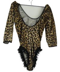 Dámské černo-béžové vzorované body s třásněmi 