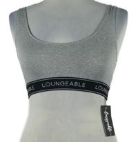 Nové - Dámsky sivo-čierny športový crop top s logy