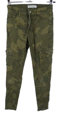 Dámské khaki army skinny rifle s kapsami Denim 