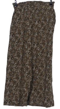 Dámske béžovo-čierne vzorované culottes nohavice Peacocks