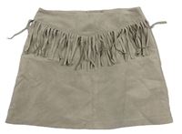 Svetlobéžová semišová sukňa s strapcemi H&M