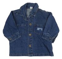 Modrá rifľová bunda s výšivkou