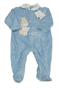 Nové - Modrý sametový overal se zvířátky 