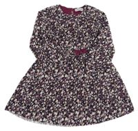 Tmavomodré květinové plisované šaty 