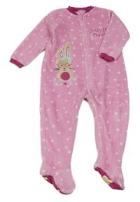 Růžový chlupatý overal s hvězdami a králíčkem Dunnes