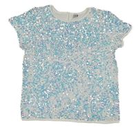 Bílé sametové flitrované tričko TU