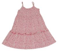 Bielo-ružové kvetinové bavlnené šaty kids