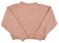 Ružovo-hnedo-smotanový melírovaný crop sveter H&M