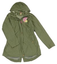 Khaki plátěná parka s výšivkou a kapucí Y.F.K.