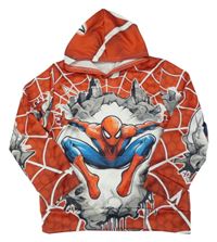 Červeno-biela mikina so Spidermanem a kapucňou