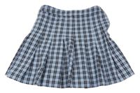 Modro-čierna kockovaná skladaná sukňa H&M