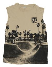 Béžové tielko so skateboardisty Chapter young