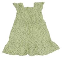 Žlté kvetované plátenné šaty H&M