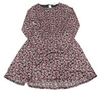 Tmavomodré kvetované šaty Yigga