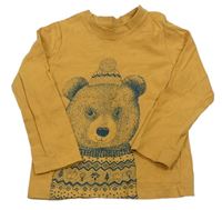 Okrové tričko s medvěďom Nutmeg