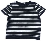 Čierno-biele pruhované rebrované crop tričko H&M