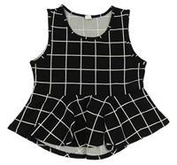 Čierno-biely kockovaný peplum top zn. Shein