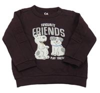 Mahagónovoá mikina s pejsky C&A