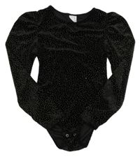 Černé sametové puntíkaté body Zara