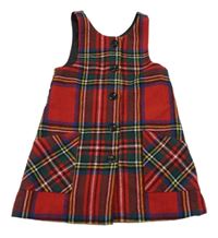 Červeno-farebné kockované vlnené šaty Dunnes