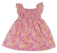 Ružové kvetované šaty s volánikmi Primark