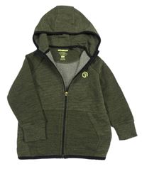 Khaki melírovaná prepínaci mikina s žebrováním a kapucňou F&F