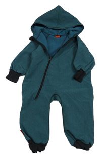 Petrolejovo-černá melírovaná softshellová kombinéza s kapucí iELM