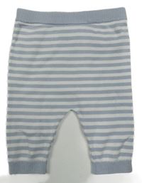 Světlemodro-biele pruhované pletené tepláky Tu