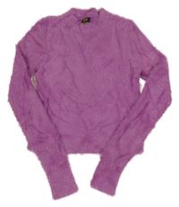 Fialový chlpatý crop sveter OVS