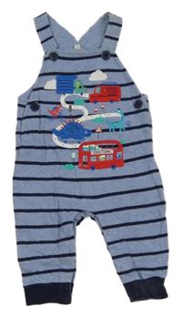 Modro-tmavomodré pruhované laclové tepláky s obrázky Bluezoo