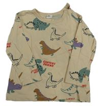 Svetlobéžové tričko s dinosaurami H&M