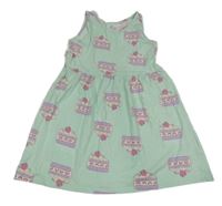 Mentolové bavlnené šaty s dorty H&M