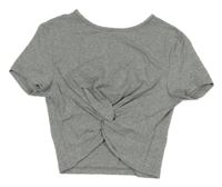 Sivé crop tričko s vázáním na PD