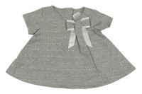 Sivé bodkovaná é šaty s mašlou Tahari