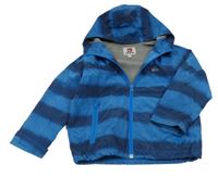 Tmavomodro-modrá šušťáková jarná pruhovaná bunda s logom a kapucňou Quiksilver